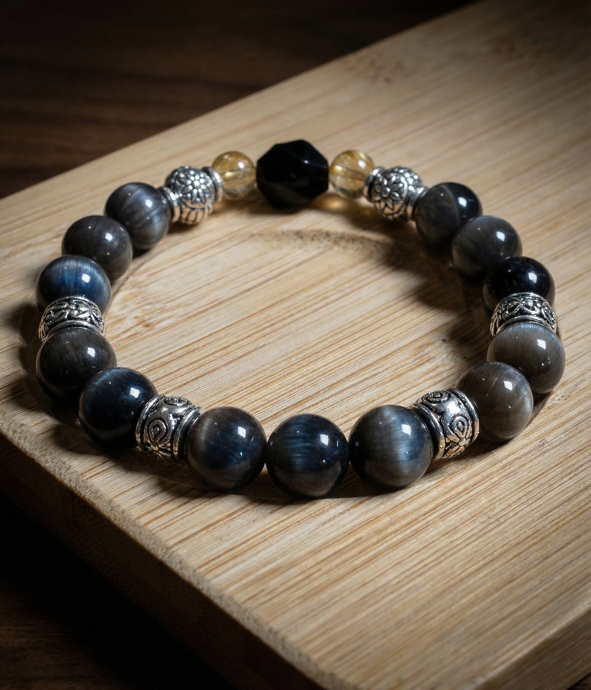 鷹眼石黑曜石手鏈